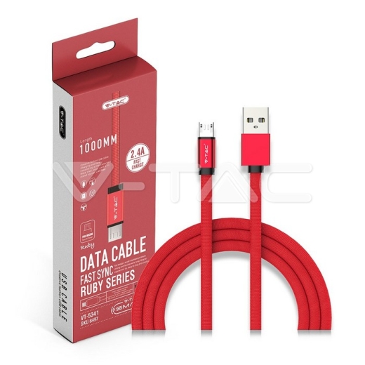 1m. Micro USB Cable Red Ruby Series - 6