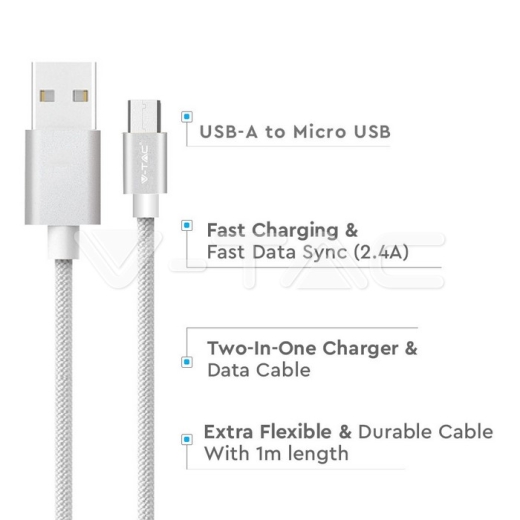 Micro cable USB 1m. Plata Platinum Series - 3