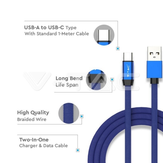 Cable USB 1m. Tipo C Azul Ruby Series - 2