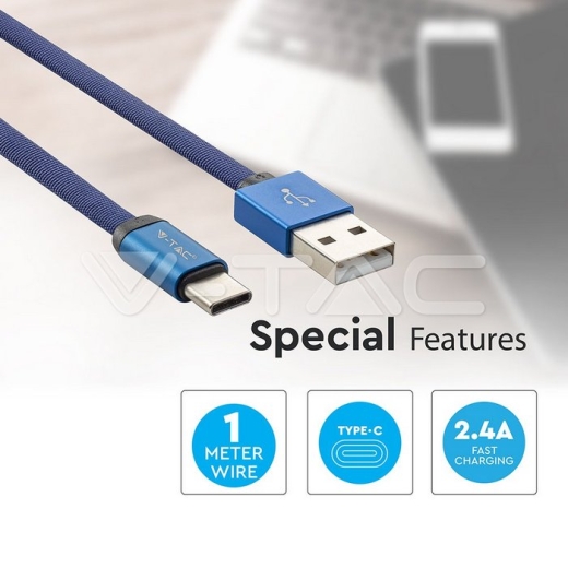 Cable USB 1m. Tipo C Azul Ruby Series - 3