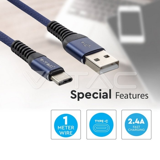 Cable USB 1m. Tipo C Azul Gold Series - 3