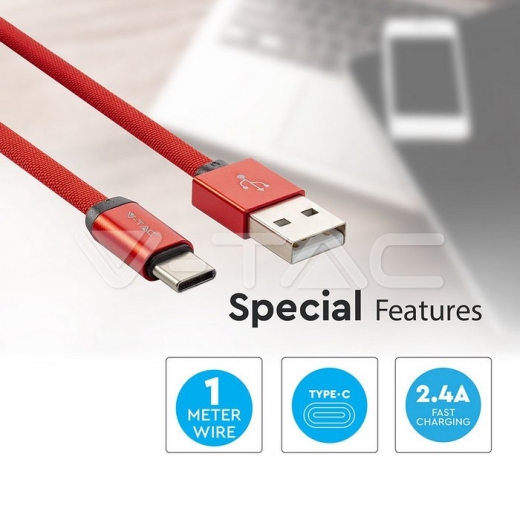 1m. Type C USB Cable Red Ruby Series - 3