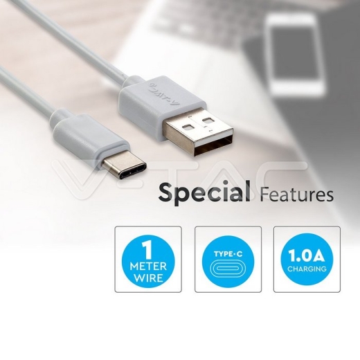 Cable USB 1m. Tipo C Blanco Pearl Series - 3