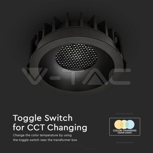 18W LED Honey Comb Downlight Bridgelux Chip 3in1 Anillo Negro + Calefacción Negra - 4