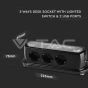 3 Way Desk Socket Lighted Switch & 2 USB Ports 3G 1.5mm x 1.4m - 9