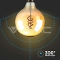 LED Bulb 6W Filament E27 G125 Amber Glass 1800K - 3