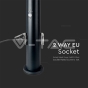 E27 Bollard Lamp 60cm PIR Sensor 2 EU Plug Sockets Stainless Steel Black IP44 - 4