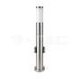 E27 Bollard Lamp 60cm PIR Sensor 2 EU Plug Sockets Stainless Steel Satin Nickel IP44 - 1