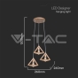 LED Designer Pendant Lampholder Wood Color Body 3*E27 - 4