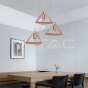 LED Designer Pendant Lampholder Wood Color Body 3*E27 - 5