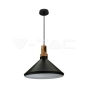 Modern Pendant Light Long Black Wooden Top - 1