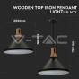 Modern Pendant Light Long Black Wooden Top - 4