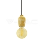 Wooden Pendant Light Black Wire - 4