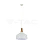 Wooden Top Iron Pendant Light White - 1