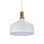 Wooden Top Iron Pendant Light White - 2
