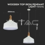 Wooden Top Iron Pendant Light White - 4