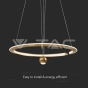 45W LED Hanging Pendant Lamp D600*1500mm 4000K Dimmable Brush Gold - 4