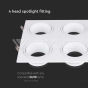 GU10 4 Head Spotlight Fitting Iron+PC, White+White - 2