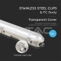 LED Waterproof Fitting M-Series 1500mm 48W 4000K Transparent SS Clip 120 lm/W - 10
