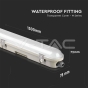 LED Waterproof Fitting M-Series 1500mm 48W 4000K Transparent SS Clip 120 lm/W - 13