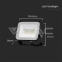20W LED Floodlight SMD SAMSUNG Chip PRO-S Black Body 3000K - 7