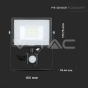 20W LED Sensor Floodlight SAMSUNG Chip Cut-OFF Function Black Body 3000K - 12