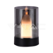 2W LED Candle Table Lamp 3000K Black + Smoky Glass