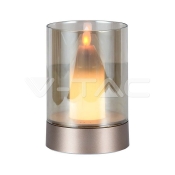 2W LED Candle Table Lamp 3000K Champagne Gold + Amber Glass