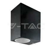 Aplique de pared 2xGU10 Aluminio Cuadrado Negro IP44