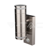 Lámpara de pared GU10 de acero, sensor de movimiento, luz arriba-abajo, IP44