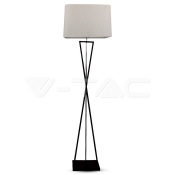 Designer Floor Lamp E27 Ivory Square Lampshade Black Metal Canopy Switch