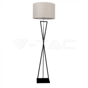 Designer Floor Lamp E27 Ivory Round Lampshade Black Metal Canopy Switch