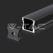 LED Strip Mounting Kit with Diffuser Aluminum Black Housing 2000x17.2x14.4mm