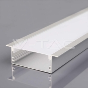 Kit Montaje Tira LED Con Difusor Aluminio 2000*50*20mm Cuerpo Plata