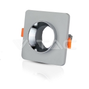 GU10 Fitting Concrete Metal Grey Recessed Light Chrome Bottom Square